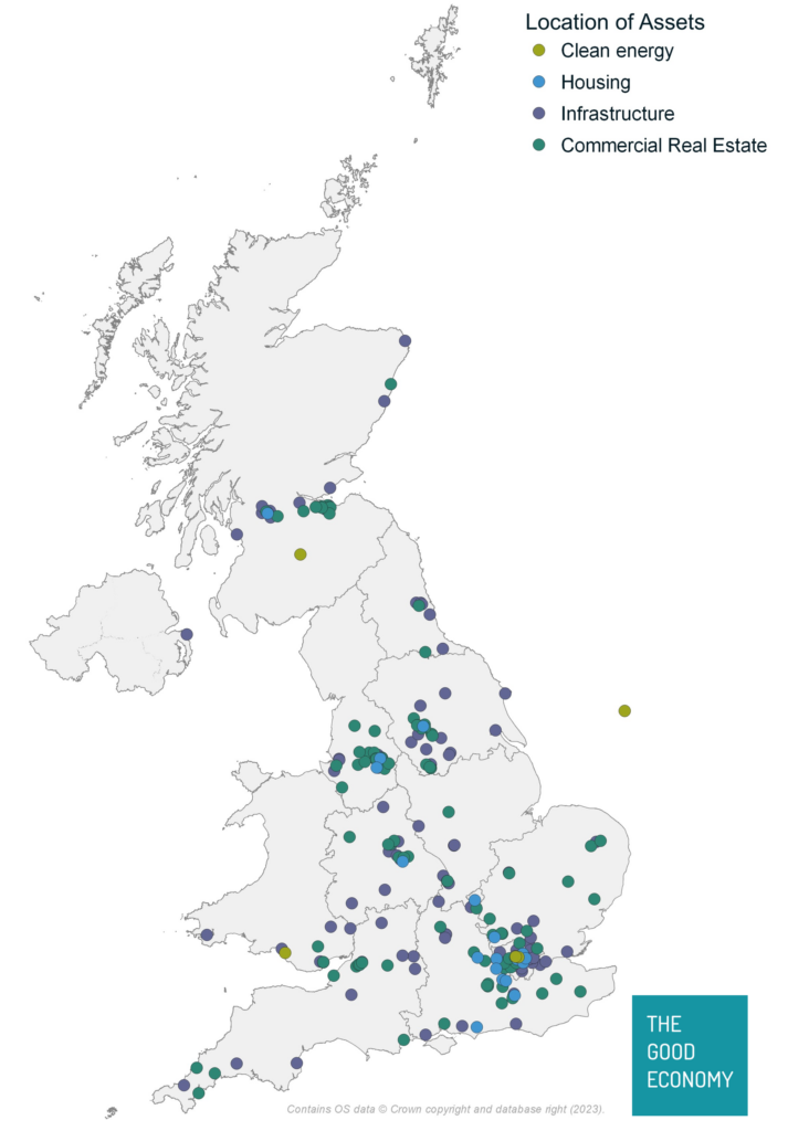 Map of UK showing location of LPFA investments