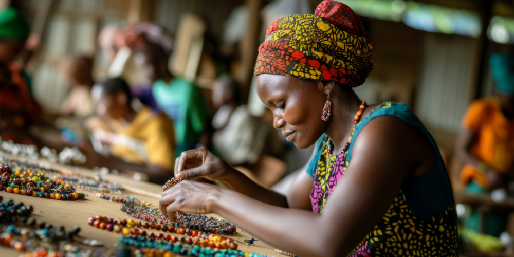 Photo of African woman with bead necklaces
