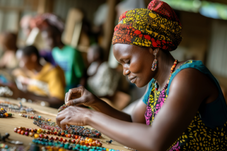 Photo of African woman with bead necklaces
